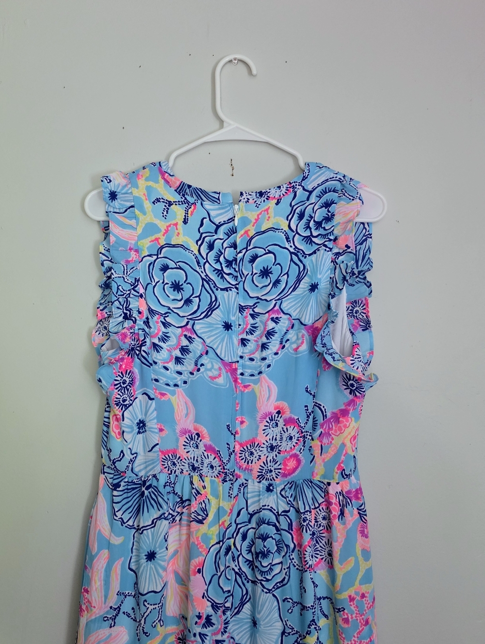 Lilly Pulitzer Blue Floral Ruffle Sleeve Maxi Dress - Picture 5 of 7